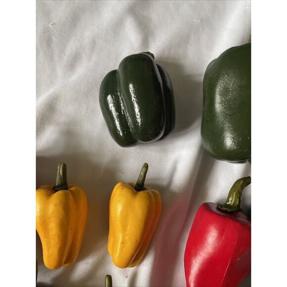 Set Of Decorative Faux Peppers In Red Yellow & Green - Picture 7 of 14